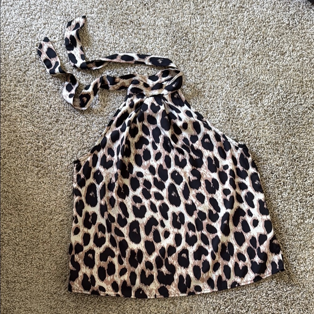 Chic Animal Print Halter Top
